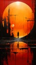 The Year Wanderer: A Man\'s Journey Through an Orange Night Sky