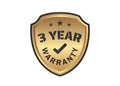 3 year Warranty Gold Shields on White Background