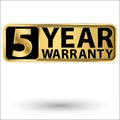 5 year warranty golden label, vector illustration Royalty Free Stock Photo
