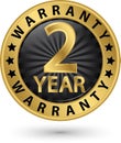 2 year warranty golden label, vector illustration Royalty Free Stock Photo