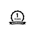 1 year warranty icon. One button label logo sticker. Vector on isolated white background. EPS 10