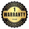 1 year warranty satisfaction guaranteed label black gold metallic logo