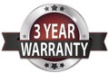3 year warranty silver metallic round seal badge