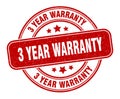 3 year warranty stamp. 3 year warranty round grunge sign.