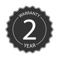 2 year warranty word on circle jagged edge badge vector. Minimalist style, simple design, black and white color.