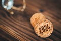 year 2024, Written on a champagne cork, Happy new year, The concept of celebrating the new year Royalty Free Stock Photo