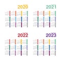 Year 2020 and Year 2021 and Year 2022 and Year 2023 calendar vector design template Royalty Free Stock Photo