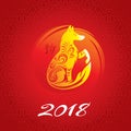 Year of The Yellow Dog. 2018 greeting card Royalty Free Stock Photo