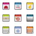 Yearbook icons set, flat style