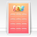 Yearly 2015 calendar for Happy New Year celebration. Royalty Free Stock Photo