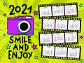 2021 yearly Calendar template for photographers in pop art style