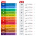 Yearly Wall Calendar Planner Template for 2018 Year. Vector Design Print Template. Week Starts Sunday. Royalty Free Stock Photo