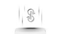 Yearn.finance YFI token symbol of the DeFi system above the pedestal on white background.