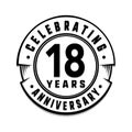 18 years anniversary logo template. 18th vector and illustration.