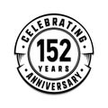 152 years anniversary logo template. 152nd vector and illustration. Royalty Free Stock Photo