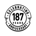 187 years anniversary logo template. 187th vector and illustration. Royalty Free Stock Photo