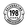 198 years anniversary logo template. 198th vector and illustration. Royalty Free Stock Photo