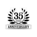 35 years anniversary celebration logo. 35th anniversary luxury design template. Vector and illustration. Royalty Free Stock Photo