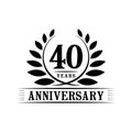 40 years anniversary celebration logo. 40th anniversary luxury design template. Vector and illustration.