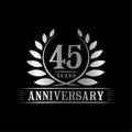 45 years anniversary celebration logo. 45th anniversary luxury design template. Vector and illustration.