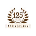 125 years anniversary celebration logo. 125th anniversary luxury design template. Vector and illustration.