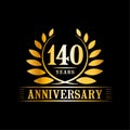 140 years anniversary celebration logo. 140th anniversary luxury design template. Vector and illustration. Royalty Free Stock Photo