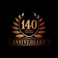 140 years anniversary celebration logo. 140th anniversary luxury design template. Vector and illustration. Royalty Free Stock Photo