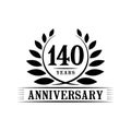 140 years anniversary celebration logo. 140th anniversary luxury design template. Vector and illustration. Royalty Free Stock Photo