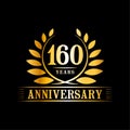 160 years anniversary celebration logo. 160th anniversary luxury design template. Vector and illustration. Royalty Free Stock Photo
