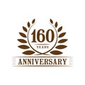 160 years anniversary celebration logo. 160th anniversary luxury design template. Vector and illustration. Royalty Free Stock Photo