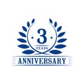 3 years anniversary celebration logo. 3rd anniversary luxury design template. Vector and illustration. Royalty Free Stock Photo