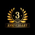 3 years anniversary celebration logo. 3rd anniversary luxury design template. Vector and illustration. Royalty Free Stock Photo
