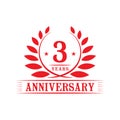 3 years anniversary celebration logo. 3rd anniversary luxury design template. Vector and illustration. Royalty Free Stock Photo