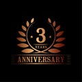 3 years anniversary celebration logo. 3rd anniversary luxury design template. Vector and illustration. Royalty Free Stock Photo