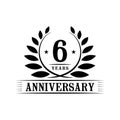 6 years anniversary celebration logo. 6th anniversary luxury design template. Vector and illustration. Royalty Free Stock Photo