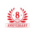 8 years anniversary celebration logo. 8th anniversary luxury design template. Vector and illustration. Royalty Free Stock Photo