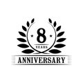 8 years anniversary celebration logo. 8th anniversary luxury design template. Vector and illustration. Royalty Free Stock Photo