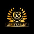 63 years anniversary celebration logo. 63rd anniversary luxury design template. Vector and illustration. Royalty Free Stock Photo