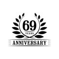 69 years anniversary celebration logo. 69th anniversary luxury design template. Vector and illustration.