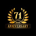 71 years anniversary celebration logo. 71st anniversary luxury design template. Vector and illustration. Royalty Free Stock Photo