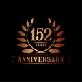 152 years anniversary celebration logo. 152nd anniversary luxury design template. Vector and illustration.