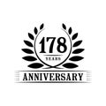 178 years anniversary celebration logo. 178th anniversary luxury design template. Vector and illustration. Royalty Free Stock Photo