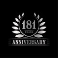 181 years anniversary celebration logo. 181st anniversary luxury design template. Vector and illustration. Royalty Free Stock Photo