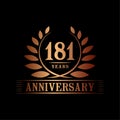 181 years anniversary celebration logo. 181st anniversary luxury design template. Vector and illustration. Royalty Free Stock Photo