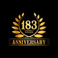 183 years anniversary celebration logo. 183rd anniversary luxury design template. Vector and illustration. Royalty Free Stock Photo