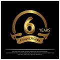 Six years anniversary golden. anniversary template design for web, game ,Creative poster, booklet, leaflet, flyer, magazine, invit