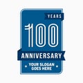 100 years celebrating anniversary design template. 100th logo. Vector and illustration. Royalty Free Stock Photo