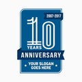 10 years celebrating anniversary design template. 10th logo. Vector and illustration. Royalty Free Stock Photo