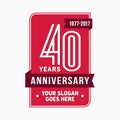 40 years celebrating anniversary design template. 40th logo. Vector and illustration. Royalty Free Stock Photo