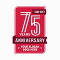 75 years celebrating anniversary design template. 75th logo. Vector and illustration. Royalty Free Stock Photo